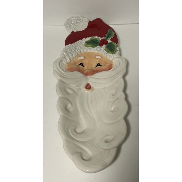 Fitz and Floyd Snack Therapy Christmas Santa Server Tray Dish 2005 Plate 13” - Picture 1 of 5
